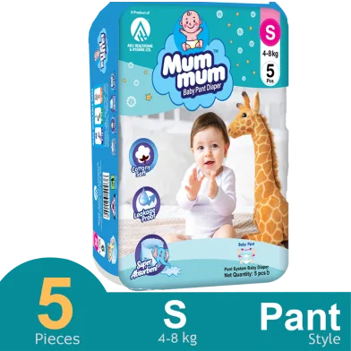Mum Mum Pant System Baby Diaper Pant (S Size) (4-8 kg) (5 Pcs) - Rokomari product